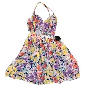 LovPosh Backless Spagetti Strap Flowy Floral Print Dress Multi Size XS N…